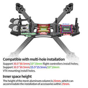 FPV 5 inch four axis drone racing XH rack professional aerial photography high-definition explosion resistant compatible with DJI O3/O4/O4Pro/Vista